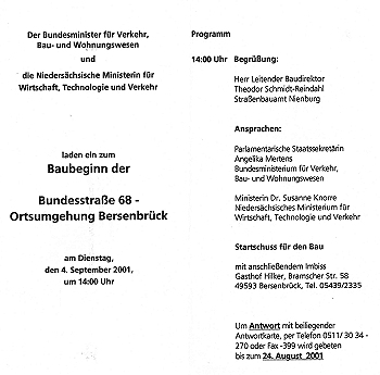 Einladung zum Baubeginn der Ortsumgehung Bersenbr�ck