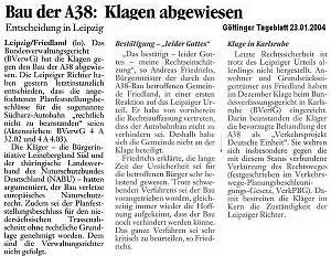 Gttinger Tageblatt 23.01.2004; zum Vergrern bitte anklicken !